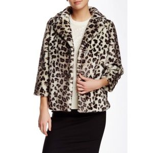 KATE SPADE SNOW LEOPARD FAUX FUR COAT SZ 6